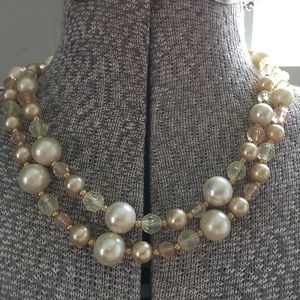 Vintage Multicolored pearl & crystal necklace